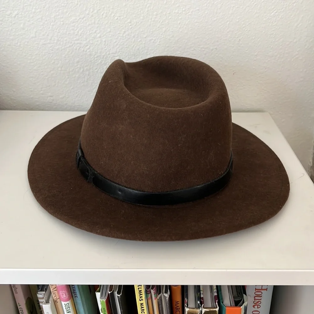 BRIXTON M 7 1/4 Messer Fedora Brown Black Wool Felt Hat Fall Winter Wear